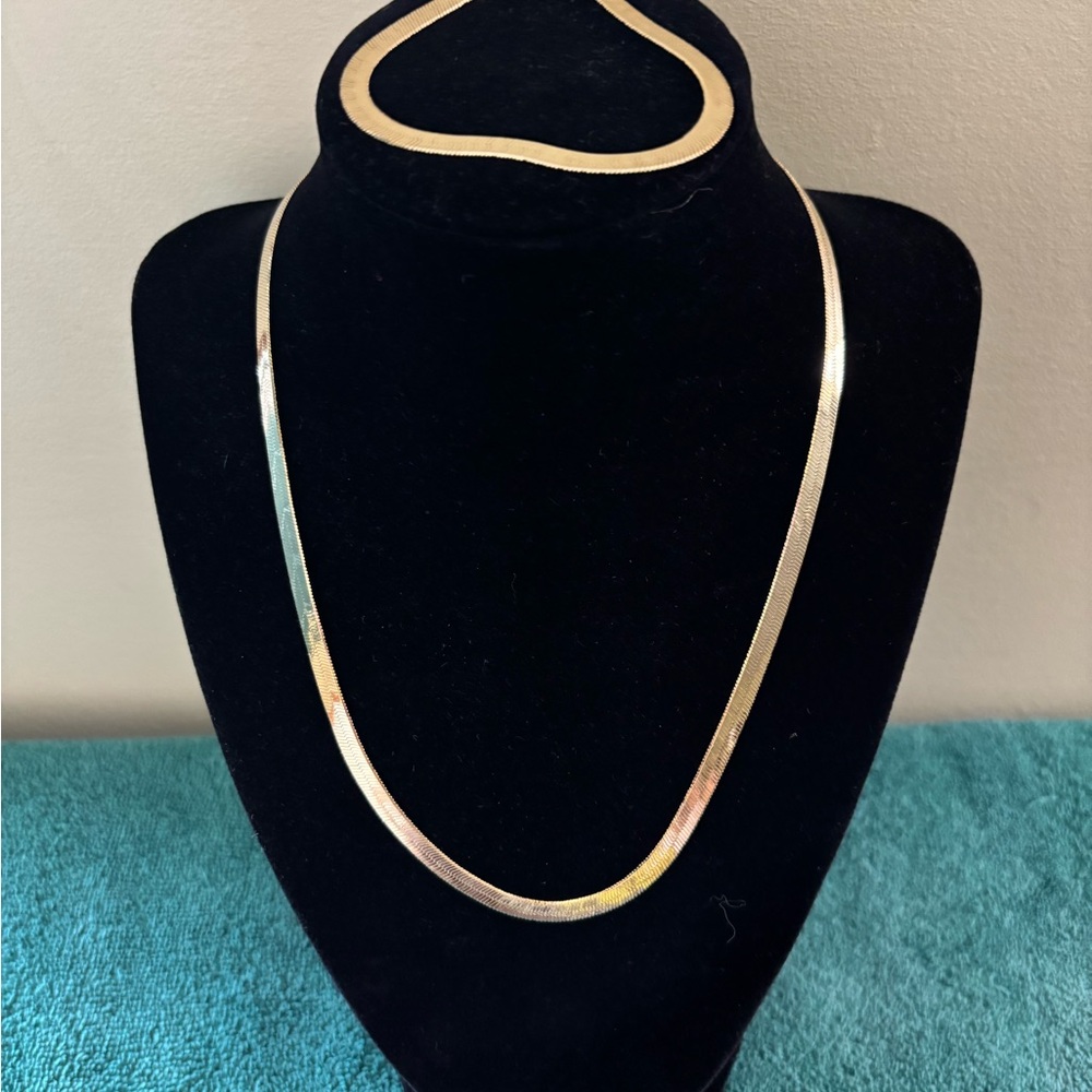 Herringbone Flat Necklace and Bracelet set